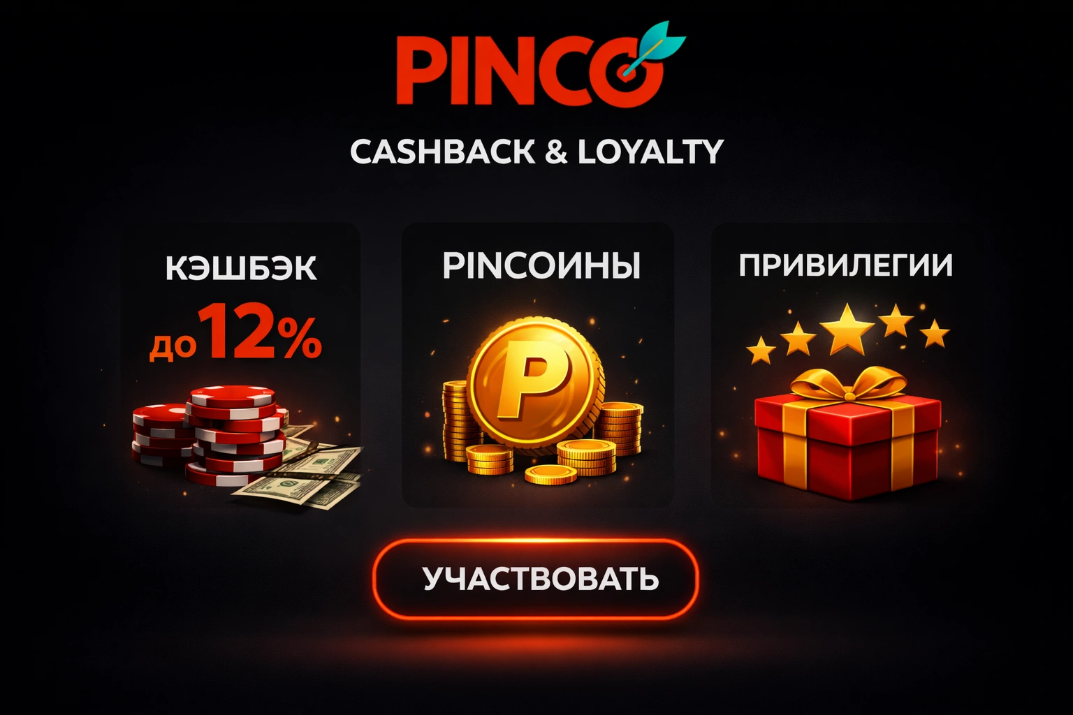 Кэшбэк и программа лояльности Pincoins в Pinco Casino