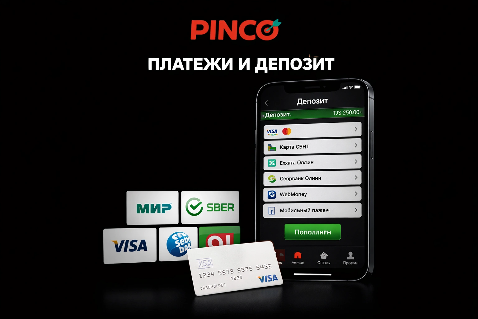 Способы пополнения депозита в Pinco Casino